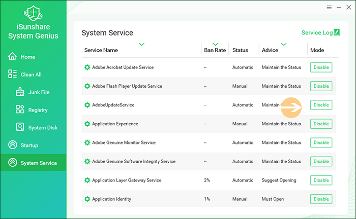 gérer le service cible