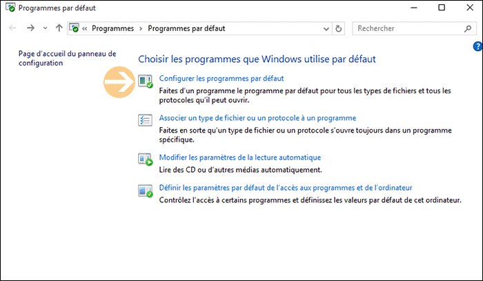 sélectionnez Choisir les applications par défaut par type de fichier