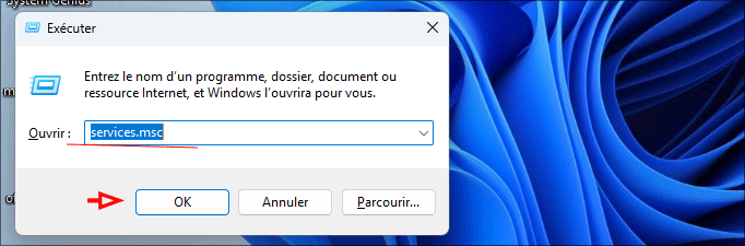 ouvrir les services Windows