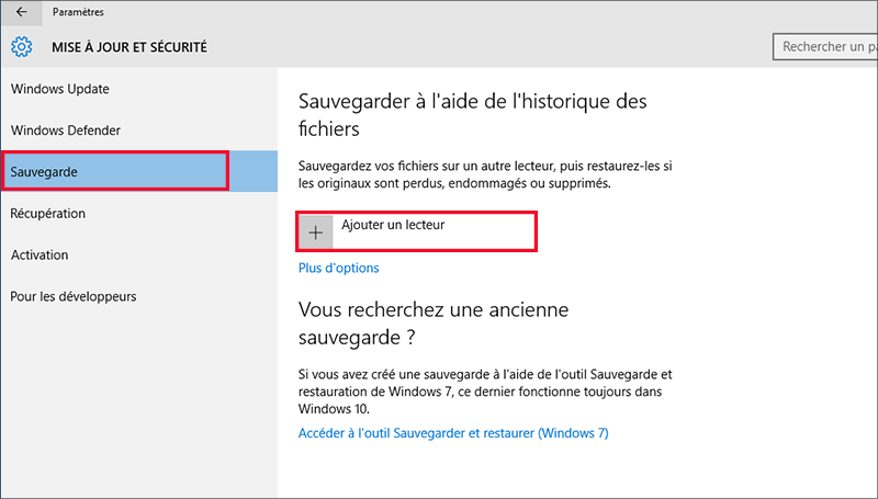 cliquez sur ajouter un lecteur