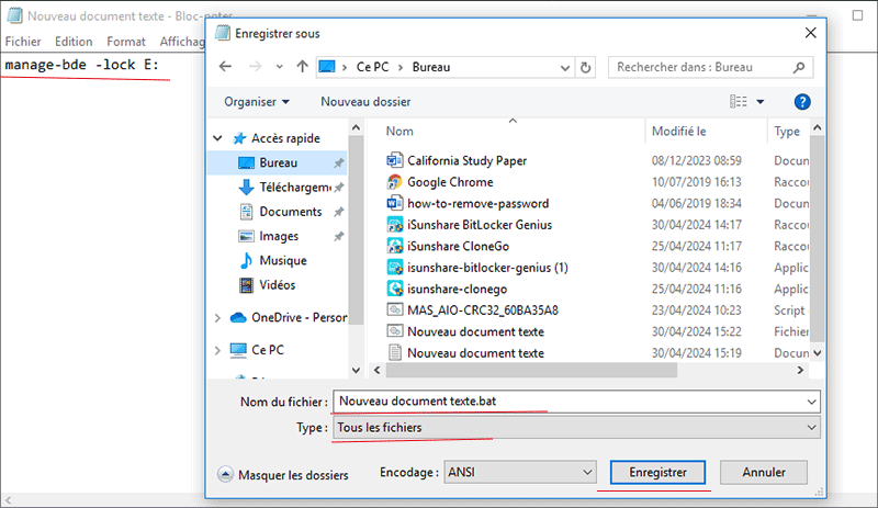 créez un nouveau fichier txt et enregistrez-le en tant que fichier bat