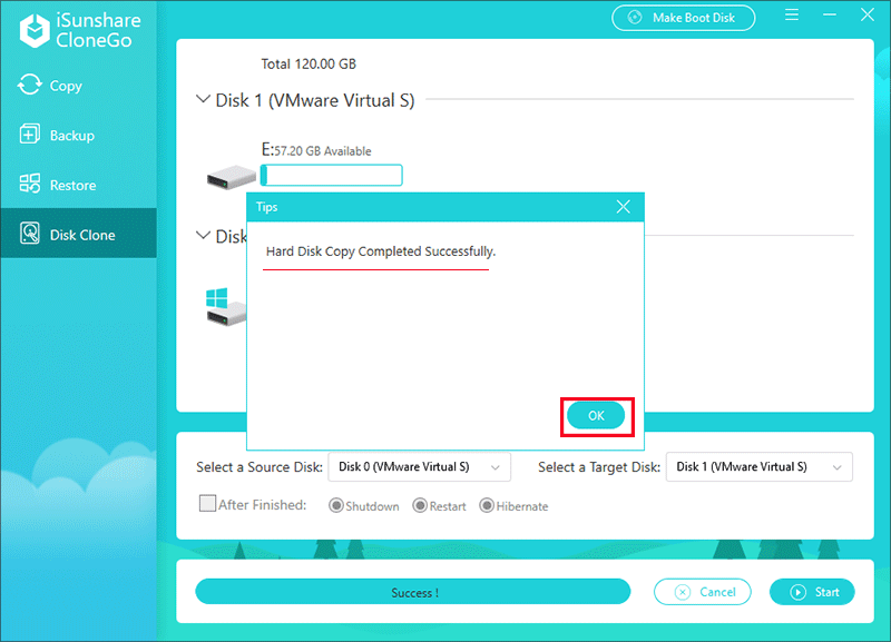 clone du disque dur avec succès