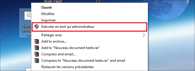 exécuter le fichier bat en tant qu'administrateur