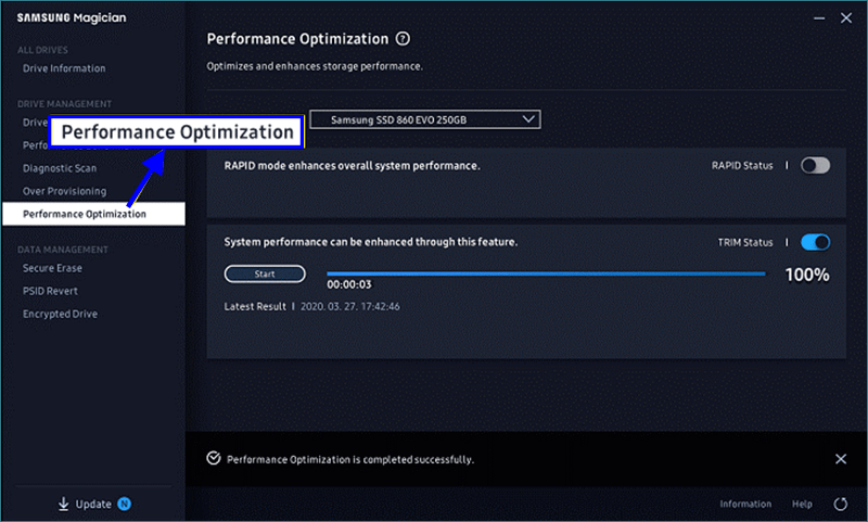 Utilisez l'outil d'optimisation SSD pour optimiser le SSD