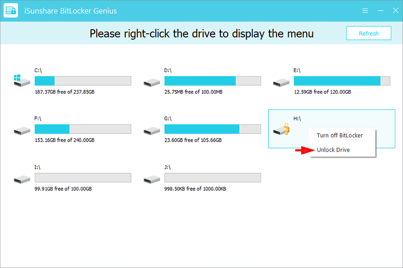 cliquez sur Déverrouiller le lecteur
