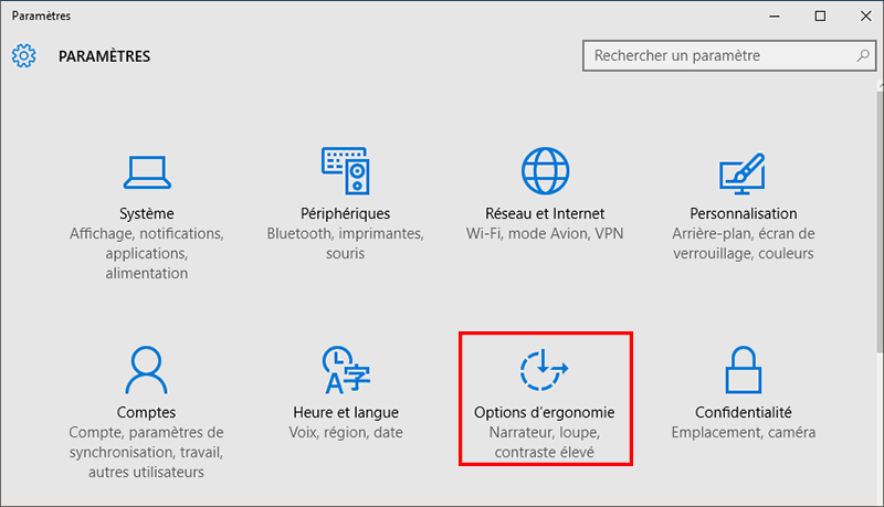 clic options d ergonomie