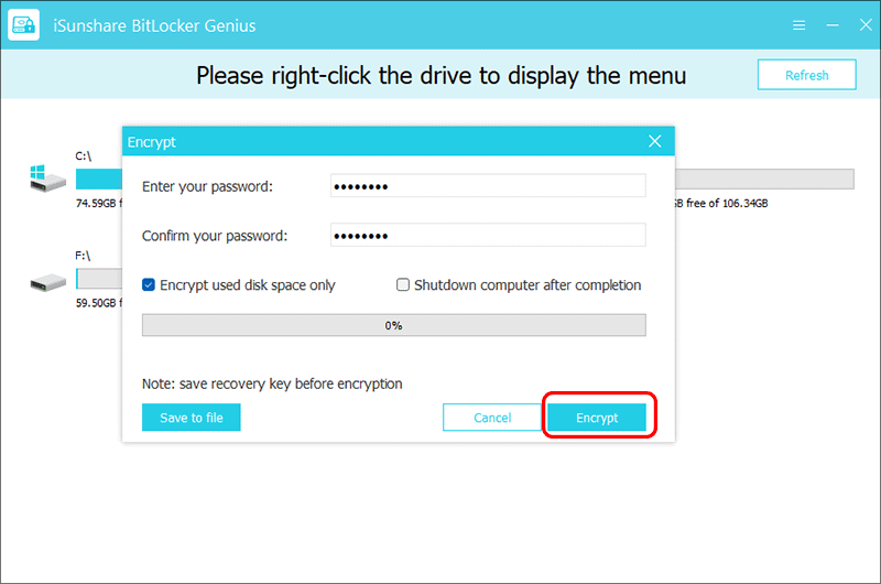 cliquez sur Chiffrer
