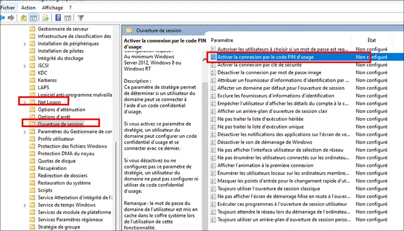 cliquez activez la connexion pin convenance