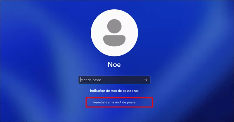 cliquez sur Réinitialiser le mot de passe