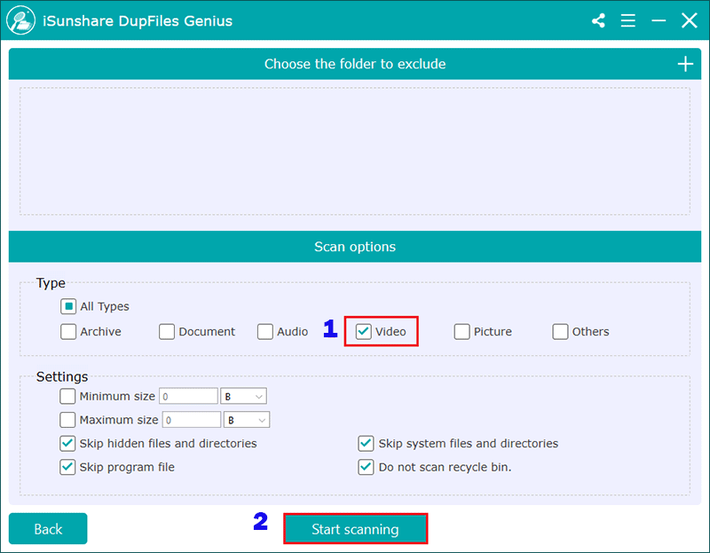 sélectionnez le type de vidéo à analyser