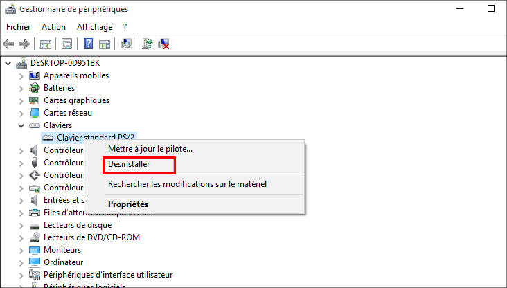 desinstaller le clavier