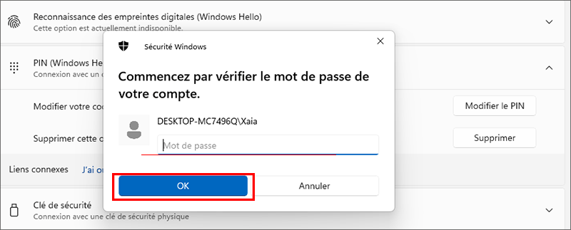 Entrer le mot de passe