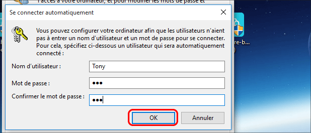 entrez le mot de passe pour confirmer