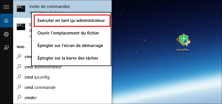 exécuter CMD en tant qu'administrateur