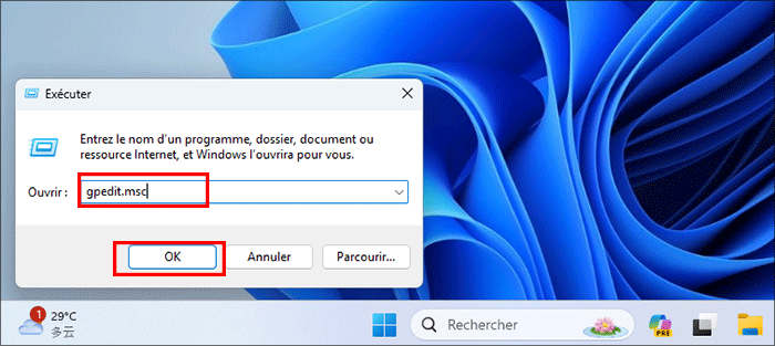 exécutez gpedit.msc