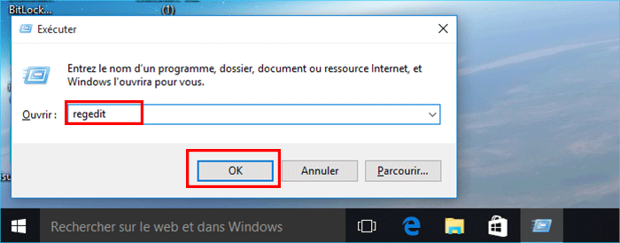 exécuter regedit