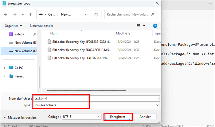 renommez le fichier et enregistrez