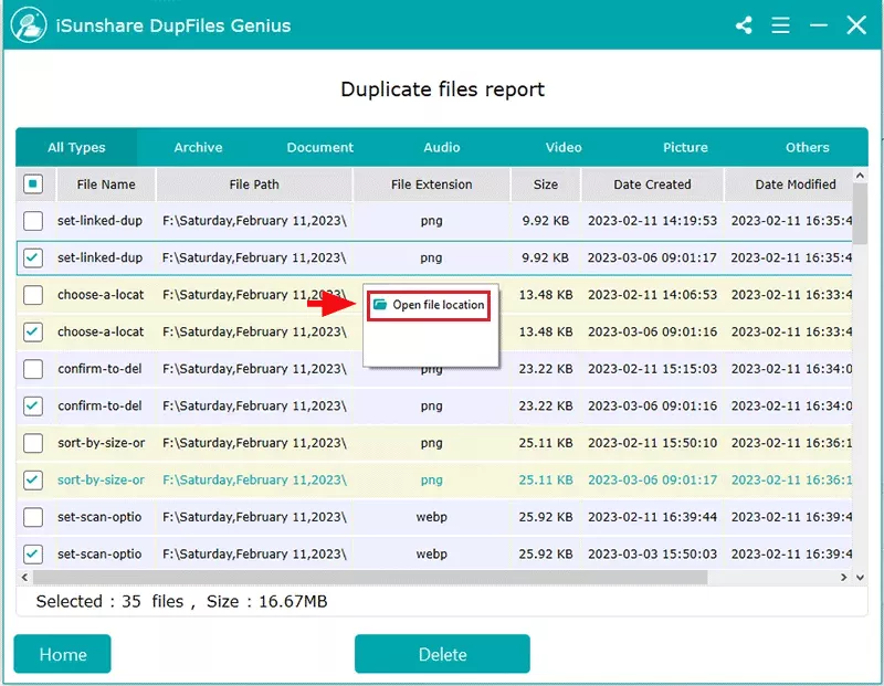 Lieu de fichier ouvert