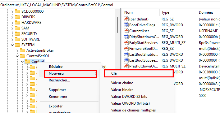 ajouter une nouvelle cle