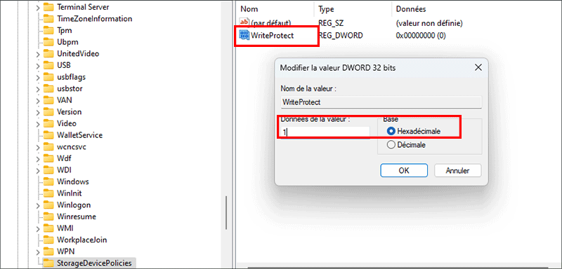 changement valeur donnees