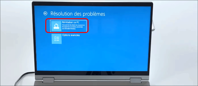 cliquez sur reinitialiser ce pc