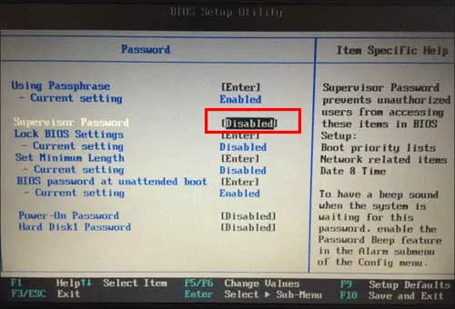 desactiver les mots de passe de supervision