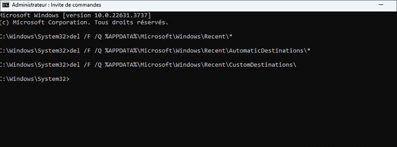 executer des lignes de commande pour supprimer le dossier