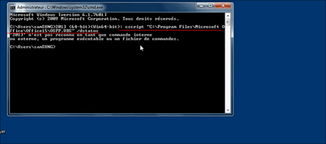 get office 2016 cle produit via cmd