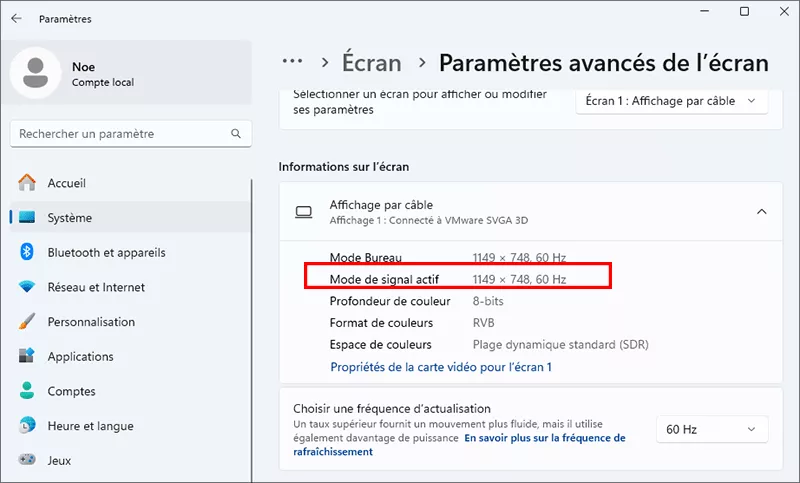 obtenir le mode ecran de votre moniteur
