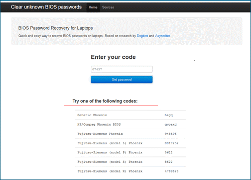 obtenir une liste de codes a essayer