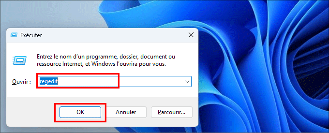 ouvrir regedit
