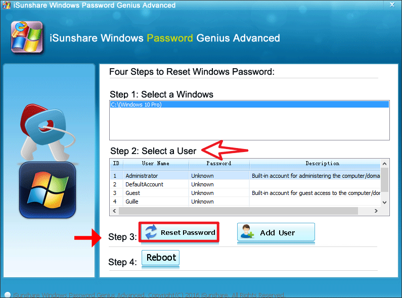 reinitialiser le mot de passe de ladministrateur