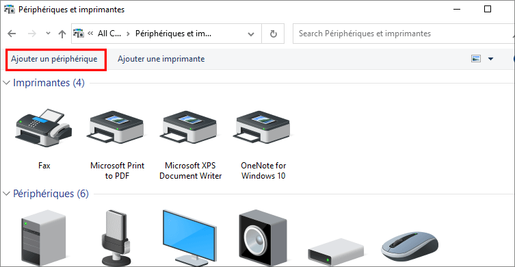 cliquez sur ajouter un appareil