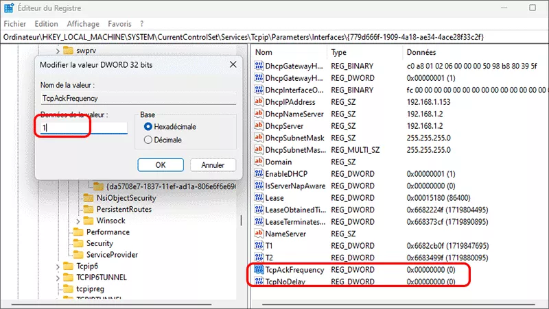 definir la valeur sur 1