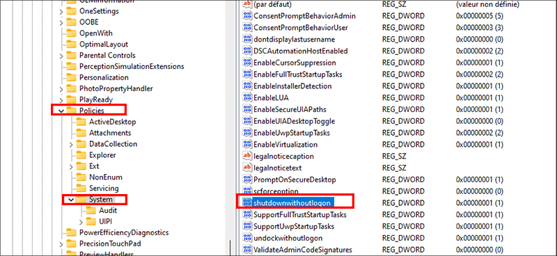 nommer la nouvelle valeur comme arret sans connexion