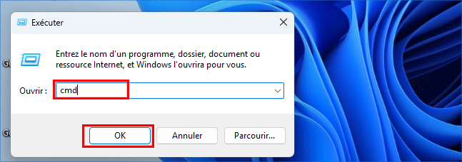 tapez cmd pour executer