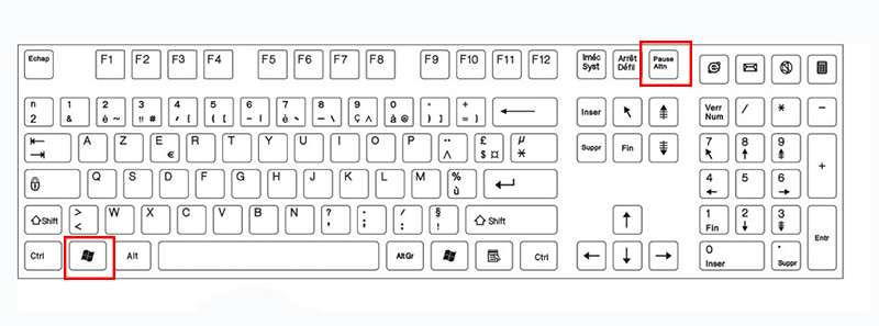 appuyez sur les touches windows et pause