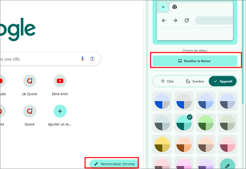 cliquez personnaliser chrome
