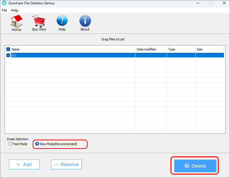 cliquez sur supprimer