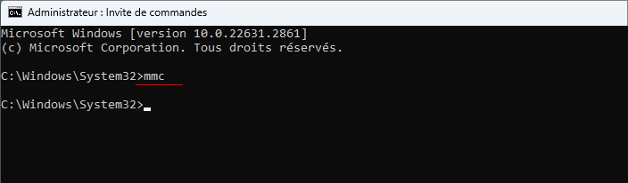 ouvrir mmc via cmd