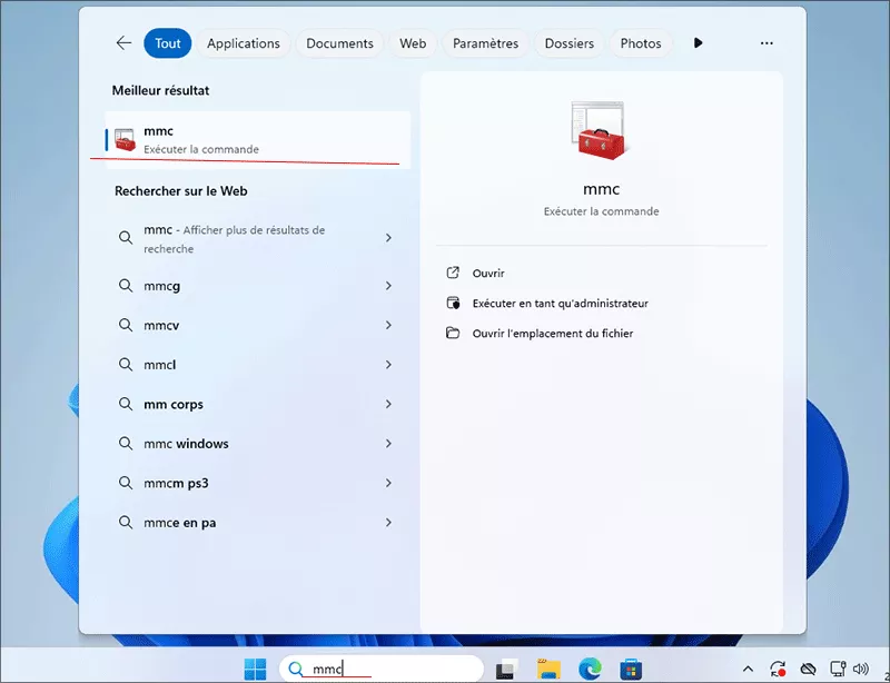 recherche mmc pour ouvrir