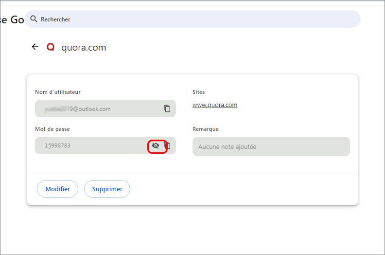 afficher le mot de passe