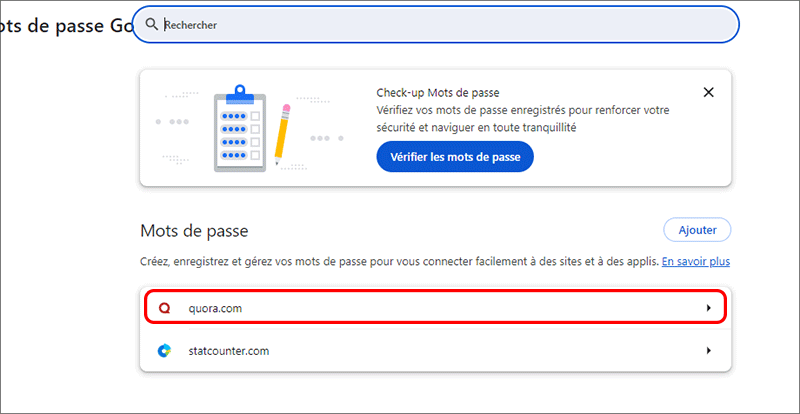 selectionner le site web