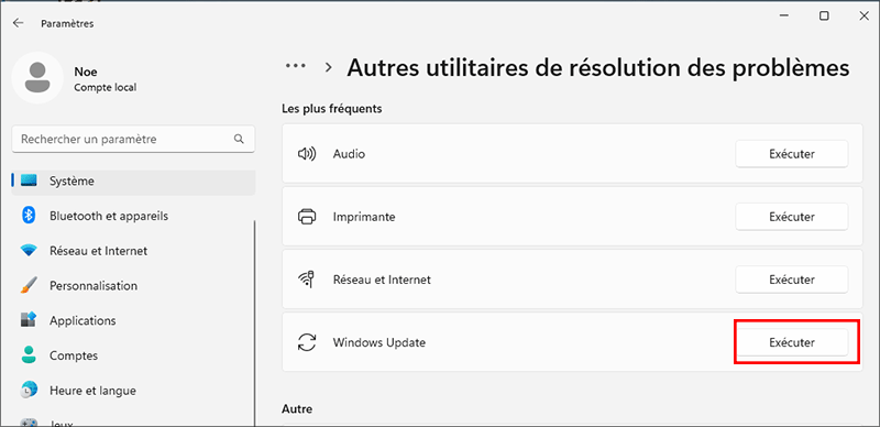 dépanner windows update problème