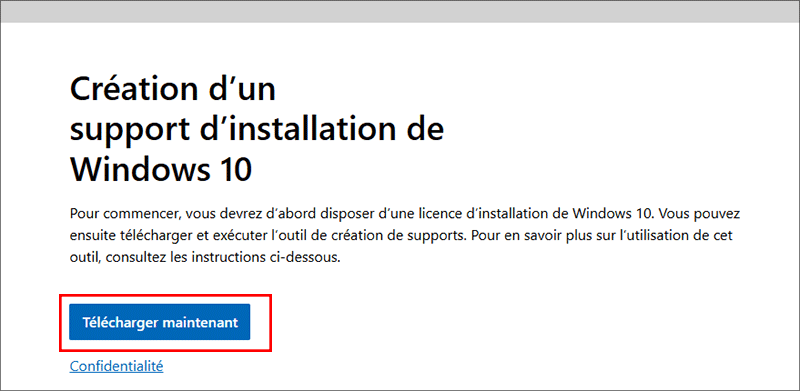 télécharger windows 10 installation media